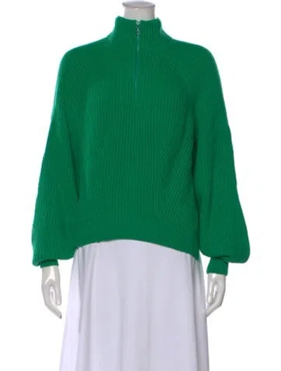 Pre-owned Lacoste Wool Mock Neck Sweater In Green