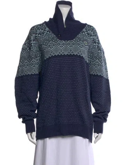 Pre-owned Lacoste Wool Patterned Sweater W/ Tags In Blue