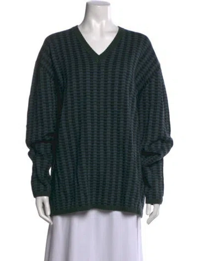 Pre-owned Lacoste Wool Patterned Sweater W/ Tags In Green