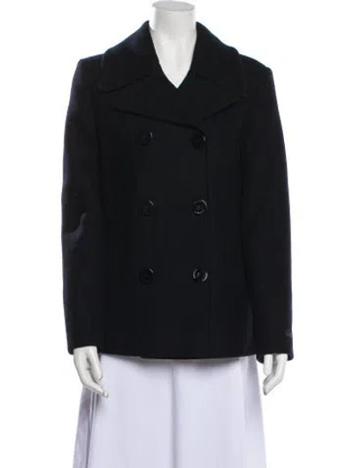Pre-owned Lacoste Wool Peacoat In Blue