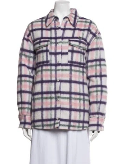 Pre-owned Lacoste Wool Plaid Print Jacket In Multicolor