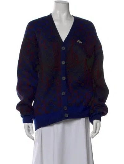Pre-owned Lacoste Wool Printed Sweater W/ Tags In Blue