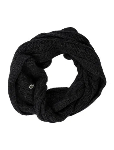 Pre-owned Lacoste Wool Scarf In Black