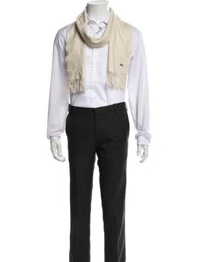 Pre-owned Lacoste Wool Scarf In Neutrals