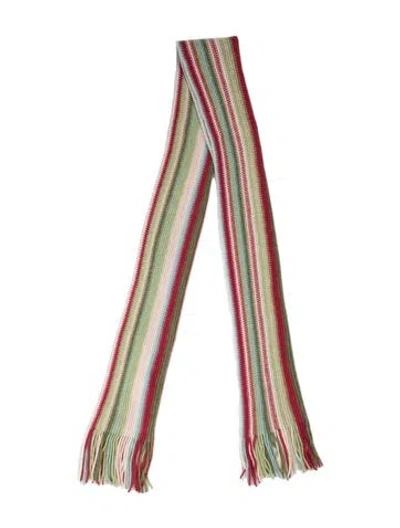 Pre-owned Lacoste Wool Striped Scarf In Pink