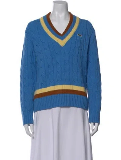 Pre-owned Lacoste Wool Striped Sweater In Blue