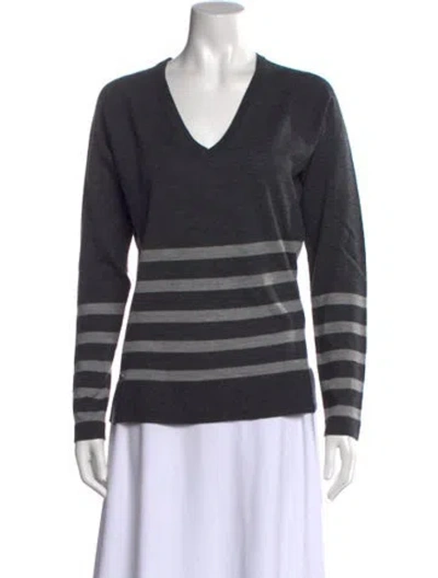Pre-owned Lacoste Wool Striped Sweater In Gray