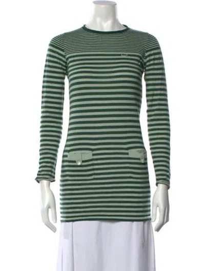 Pre-owned Lacoste Wool Striped Top In Green