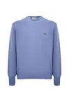 Lacoste Pastel Blue Carded Wool Sweater In Blue