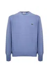 Lacoste Pastel Blue Carded Wool Sweater In Blue