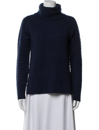 Pre-owned Lacoste Wool Turtleneck Sweater In Blue