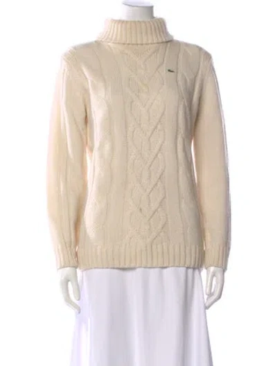 Pre-owned Lacoste Wool Turtleneck Sweater In Neutrals