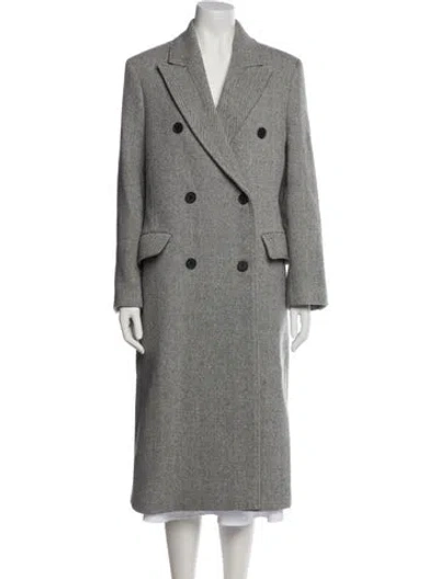 Pre-owned Lacoste Wool Tweed Pattern Trench Coat In Gray