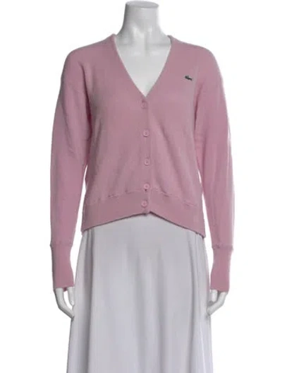 Pre-owned Lacoste Wool V-neck Sweater In Purple