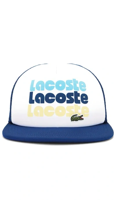 Lacoste Wording Cap In Blanc & Sphere