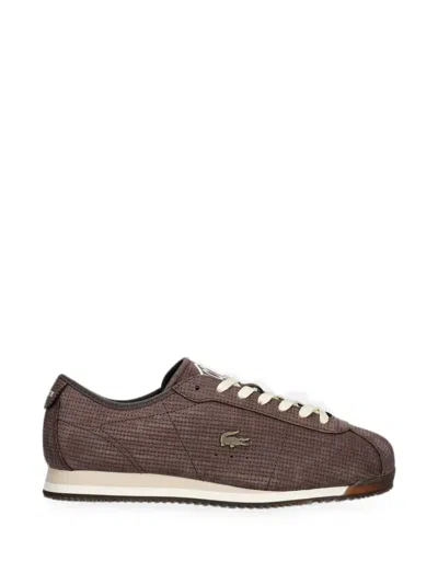 Lacoste Woven-effect Logo-patch Sneakers In Brown