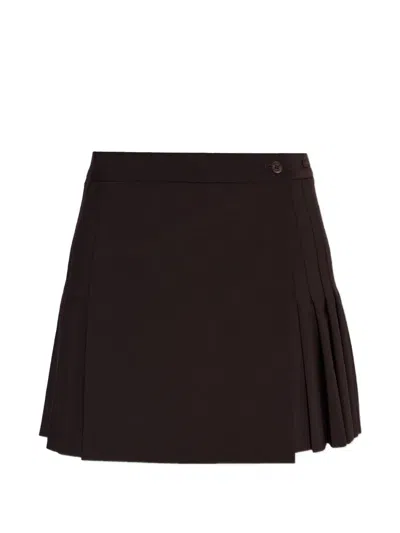 Lacoste Wrap Pleated Mini Skirt In Brown
