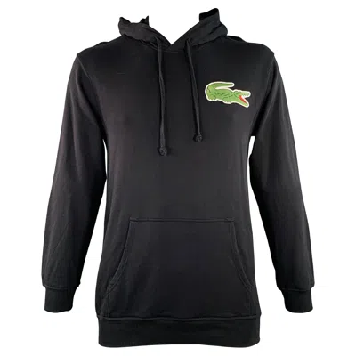 Pre-owned Lacoste X Comme Des Garcons Size L Black Green Patch Cotton Hooded Sweatshirt