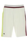 Lacoste Block Design Elastic Waistband Shorts In Neutral