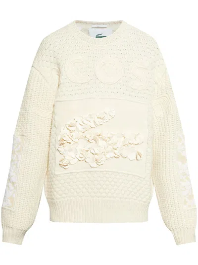 Lacoste X Lemarié Floral-appliqué Sweater In White