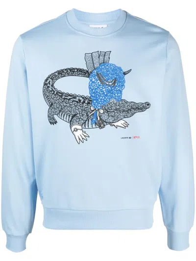 Lacoste X Netflix Logo-print Sweatshirt In Blue