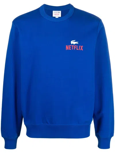 Lacoste X Netflix Logo-print Sweatshirt In Blue