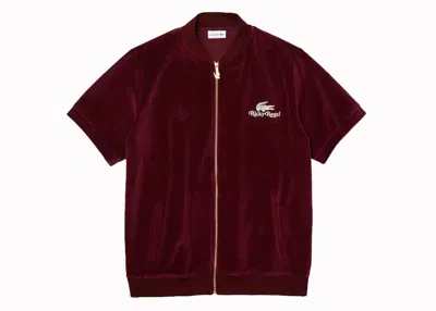 Pre-owned Lacoste X Ricky Regal Velvet Zip Jacket In Red