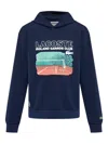 Lacoste X Roland Garros Graphic-print Hoodie In Blue
