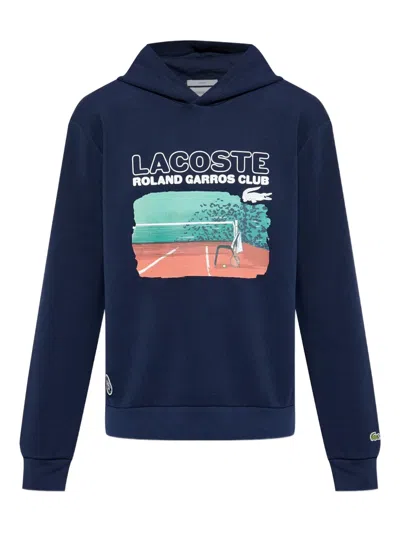 Lacoste X Roland Garros Graphic-print Hoodie In Blue