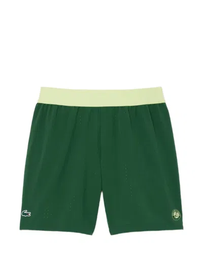 Lacoste X Roland Garros Perforated Shorts In Green