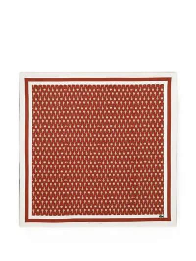 Lacoste X Roland Garros Tennis-racket-print Scarf In Brown