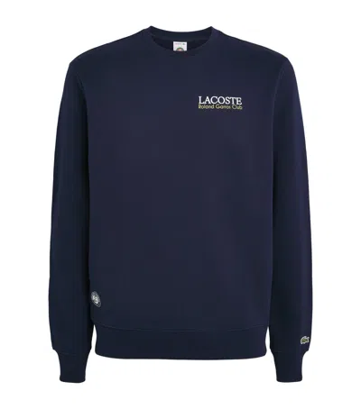 Lacoste X Roland-garros Cotton Logo Sweatshirt In Blue