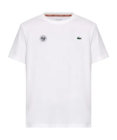 Lacoste X Rolland Garros Crew-neck T-shirt In White