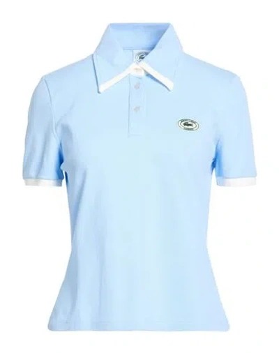 Lacoste X Sporty & Rich Woman Polo Shirt Light Blue Size 10 Cotton, Elastane