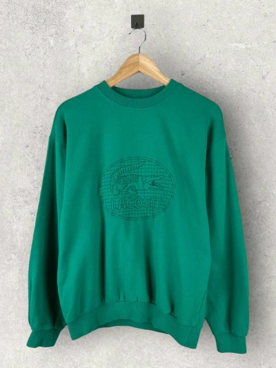 Pre-owned Lacoste X Vintage 90's Lacoste Centr Box Logo Sweatshirt Streetwear In Green