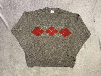 Pre-owned Lacoste X Vintage 90's Lacoste Geometric Knit Baggy Sweater Japan Y2k In Grey