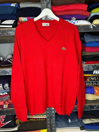 Pre-owned Lacoste X Vintage Chemise Lacoste Knit Vintage Knitted Sweater 90's In Red