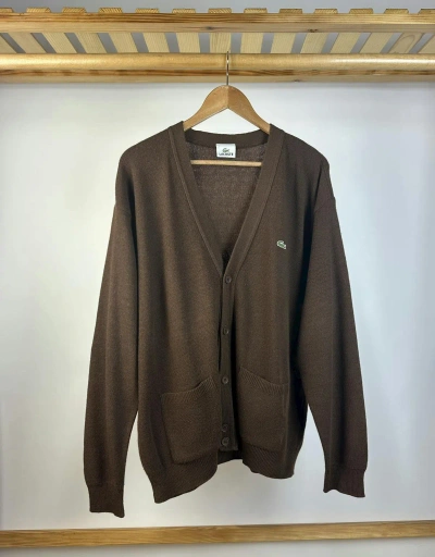 Pre-owned Lacoste X Vintage Lacoste Cardigan Button Ups Sweater Jumper In Brown