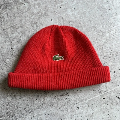 Pre-owned Lacoste X Vintage Lacoste Chemise Vintage Beanie Hat Made In France In Red