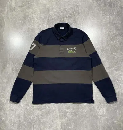 Pre-owned Lacoste X Vintage Y2k Lacoste 27 Rugby Long Sleeve Street Style In Bleu Brown