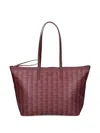 Lacoste Zely Geometric Pattern Tote Bag In Red