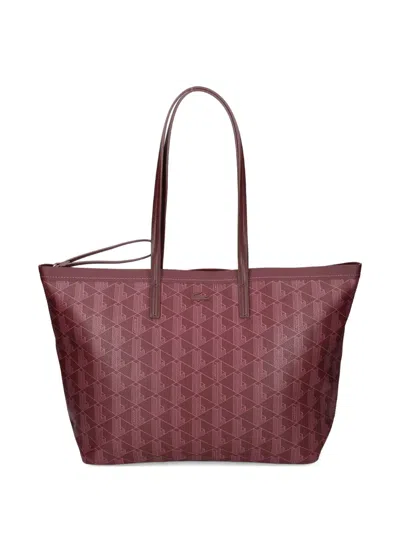 Lacoste Zely Geometric Pattern Tote Bag In Red