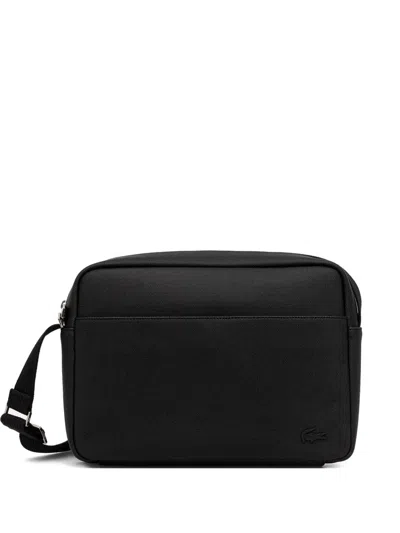 Lacoste Zip-fatening Shoulder Bag In Black