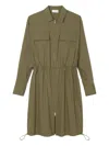 Lacoste Zip-front Drawstring Dress In Green
