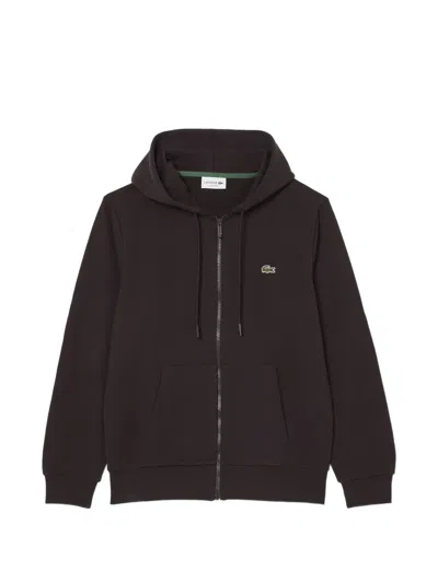 Lacoste Zip Hoodie In Brown