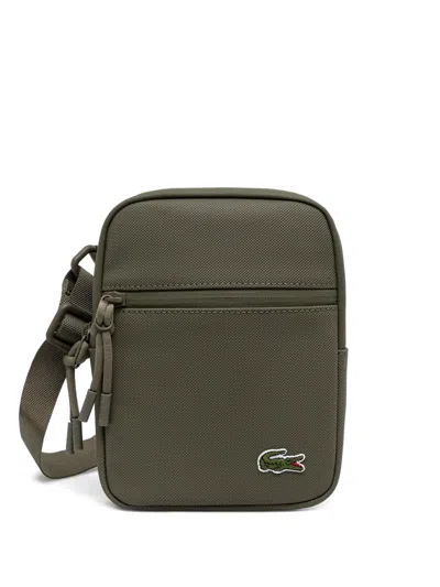 Lacoste Zip Logo Cross Body Bag In Green