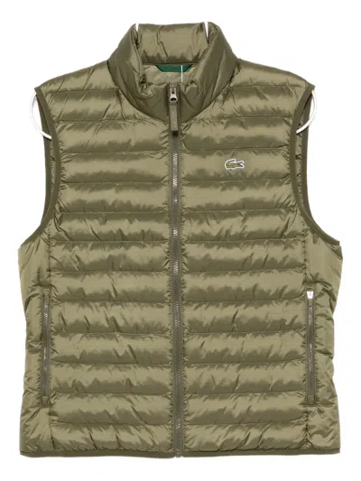 Lacoste Zip Quilted Gilet In Green