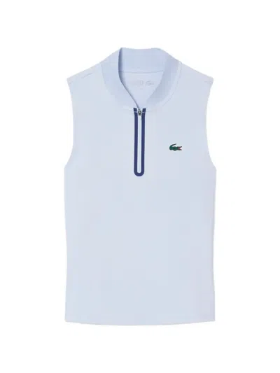 Lacoste Zip Sleeveless Sports Top In Blue