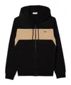 Lacoste Zip-up Colorblock Hooded Hoodie In Black