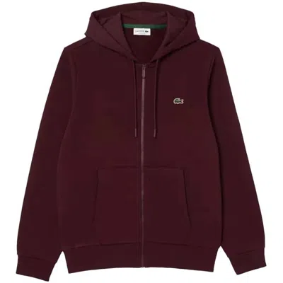 Lacoste Zip-up Fleece Hoodie In Maroon